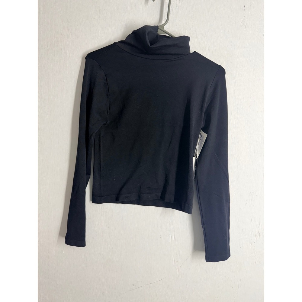 Social Revival Black Seamless Turtleneck Cropped Long Sleeve Top L/XL NWT